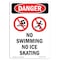Signmission OSHA Danger Sign, No Swimming No Ice Skating, 14in X 10in Decal, 10" W, 14" L, Portrait OS-DS-D-1014-V-1681 - alternate 1